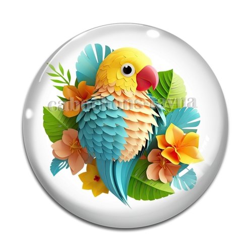 Cabochon oiseau perroquet, résine ou verre différente taille