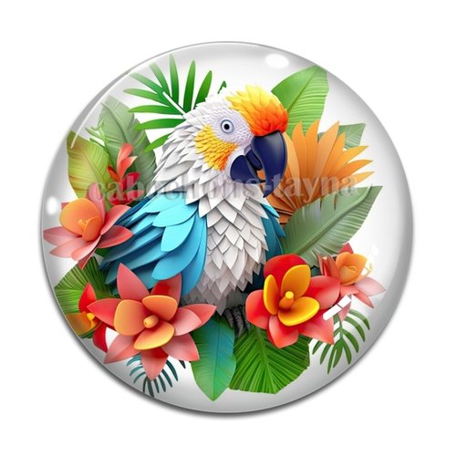 Cabochon oiseau perroquet, résine ou verre différente taille