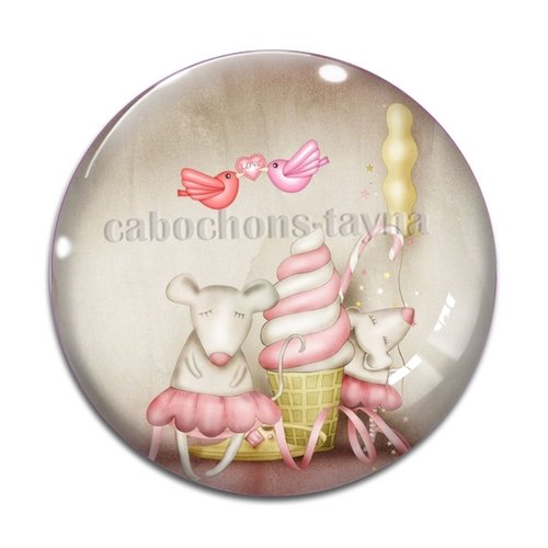 Cabochon souris, en résine ou en verre différente taille