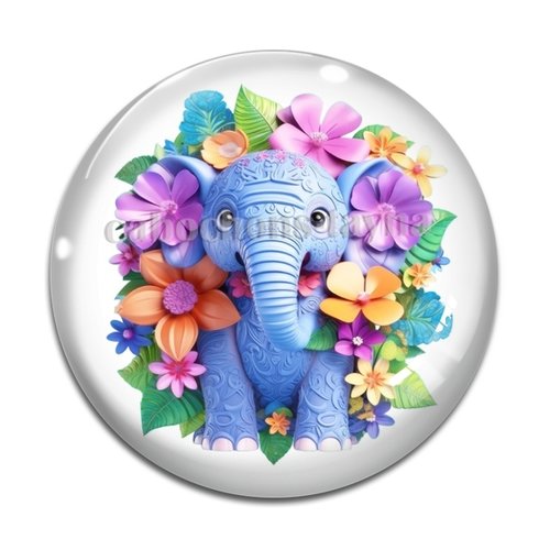 Cabochon éléphant, en résine ou en verre différente taille