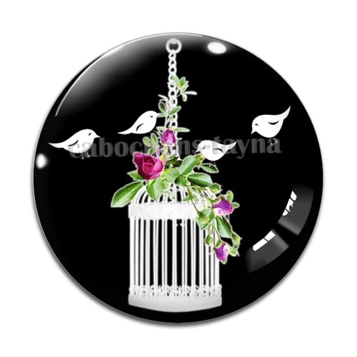 Cabochon oiseaux, en résine ou en verre différente taille