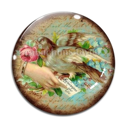 Cabochon oiseaux, en résine ou en verre différente taille