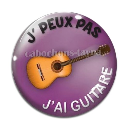 Cabochon j'peux pas j'ai guitare, cabochon résine, verre rond différente taille