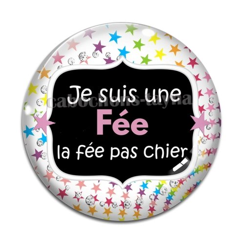 Cabochon fée pas chier, cabochon résine, verre rond différente taille