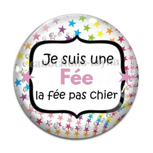 Cabochon fée pas chier, cabochon résine, verre rond différente taille