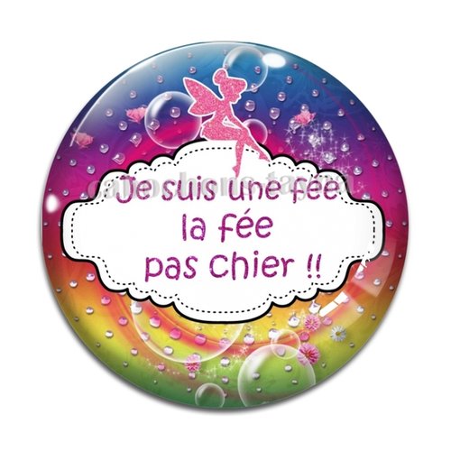 Cabochon fée pas chier, cabochon résine, verre rond différente taille