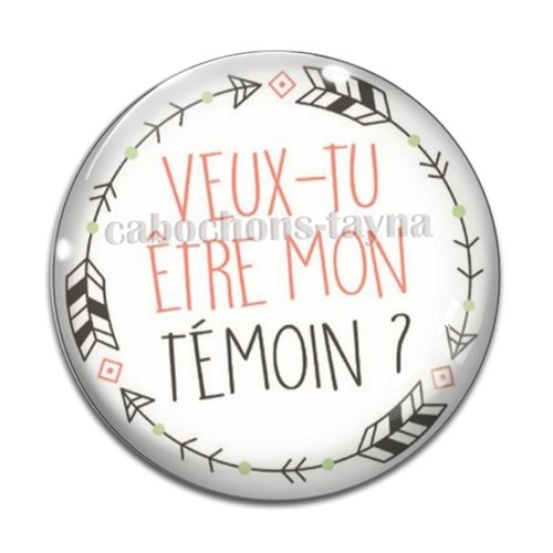 Cabochon veux tu être mon témoin, cabochon résine, verre rond différente taille