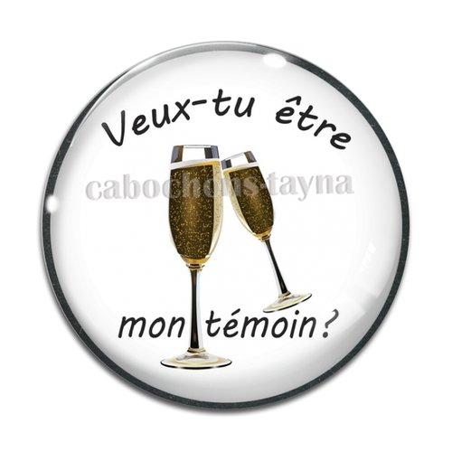 Cabochon veux tu être mon témoin, cabochon résine, verre rond différente taille
