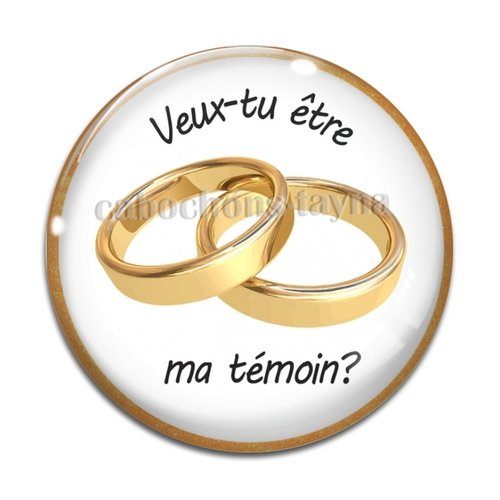 Cabochon veux tu être ma témoin, cabochon résine, verre rond différente taille