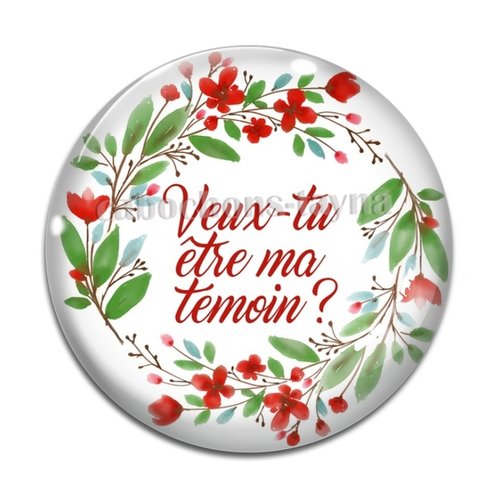 Cabochon veux tu être ma témoin, cabochon résine, verre rond différente taille