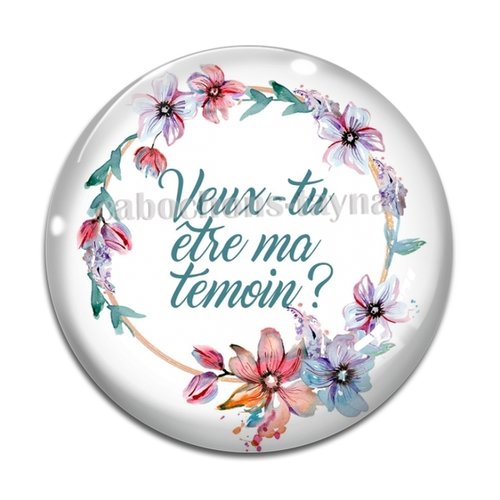 Cabochon veux tu être ma témoin, cabochon résine, verre rond différente taille