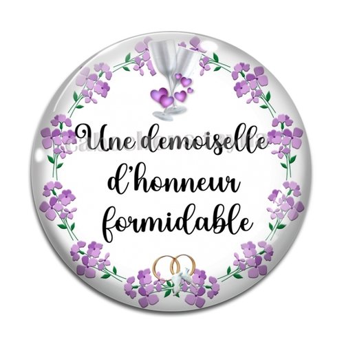 Cabochon demoiselle d'honneur, cabochon résine, verre rond différente taille