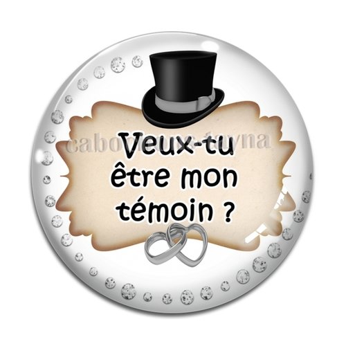 Cabochon veux tu être mon témoin, cabochon résine, verre rond différente taille