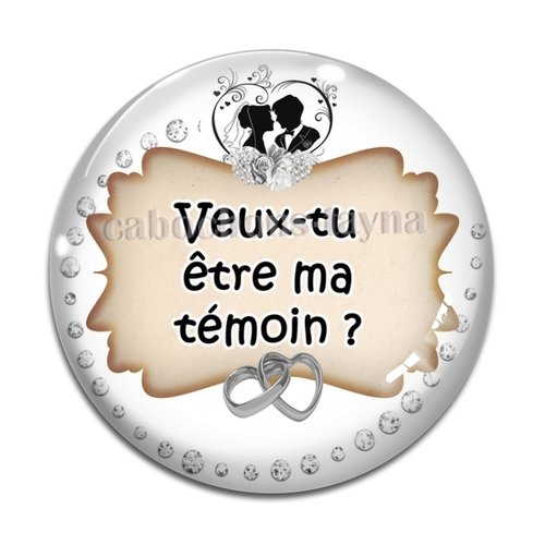 Cabochon veux tu être ma témoin, cabochon résine, verre rond différente taille