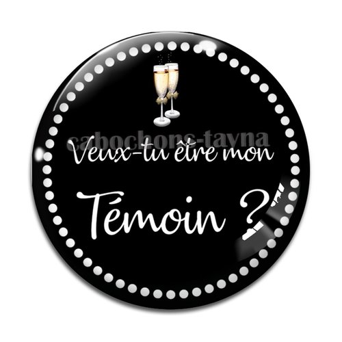 Cabochon veux tu être mon témoin, cabochon résine, verre rond différente taille