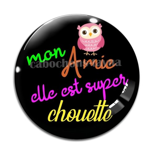 Cabochon chouette amie, cabochon résine, verre rond différente taille