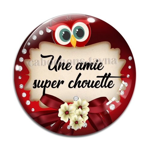 Cabochon chouette amie, cabochon résine, verre rond différente taille