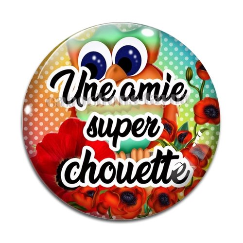 Cabochon chouette amie, cabochon résine, verre rond différente taille