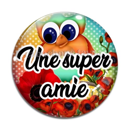 Cabochon chouette amie, cabochon résine, verre rond différente taille