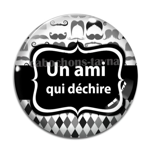 Cabochon ami qui déchire, cabochon résine, verre rond différente taille