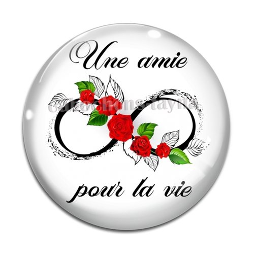 Cabochon amie pour la vie, cabochon résine, verre rond différente taille