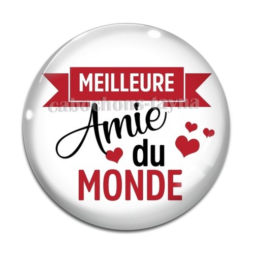 Cabochon meilleure amie du monde, cabochon résine, verre rond différente taille