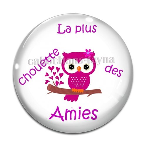 Cabochon chouette amie, cabochon résine, verre rond différente taille