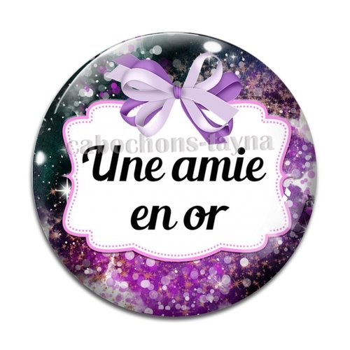 Cabochon une amie en or, cabochon résine, verre rond différente taille