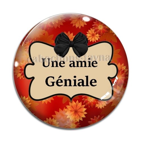 Cabochon amie géniale, cabochon résine, verre rond différente taille