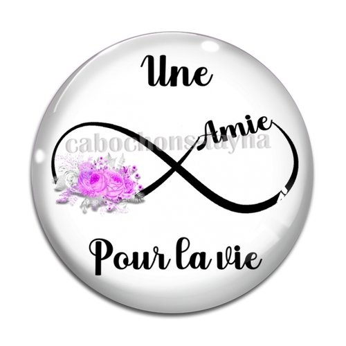 Cabochon amie pour la vie, cabochon résine, verre rond différente taille
