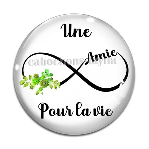 Cabochon amie pour la vie, cabochon résine, verre rond différente taille