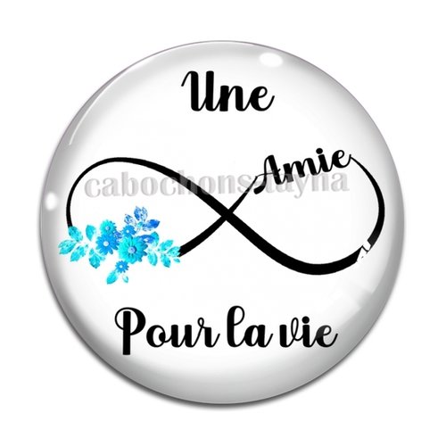 Cabochon amie pour la vie, cabochon résine, verre rond différente taille
