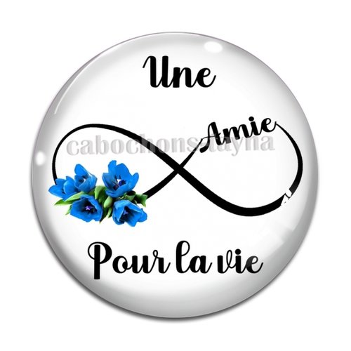 Cabochon amie pour la vie, cabochon résine, verre rond différente taille