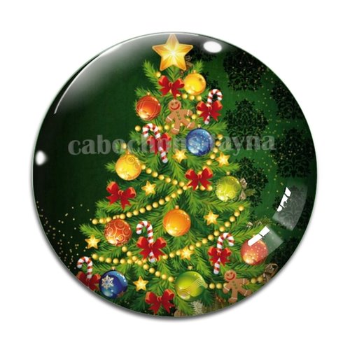 Cabochon sapin de noël, cabochon résine, verre rond différente taille