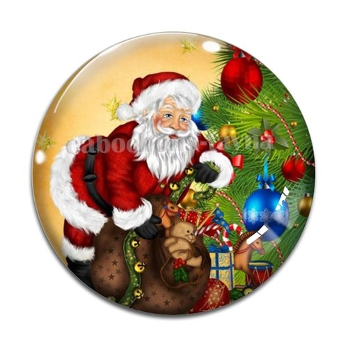Cabochon pére noël, cabochon résine, verre rond différente taille