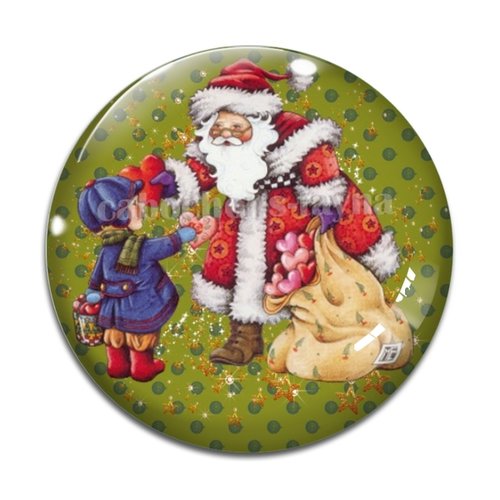 Cabochon pére noël, cabochon résine, verre rond différente taille