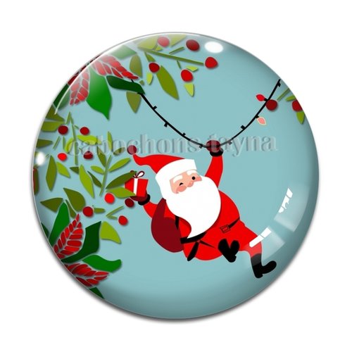 Cabochon pére noël, cabochon résine, verre rond différente taille