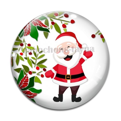 Cabochon pére noël, cabochon résine, verre rond différente taille