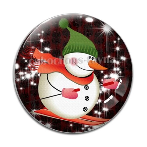Cabochon bonhomme de neige, cabochon résine, verre rond différente taille