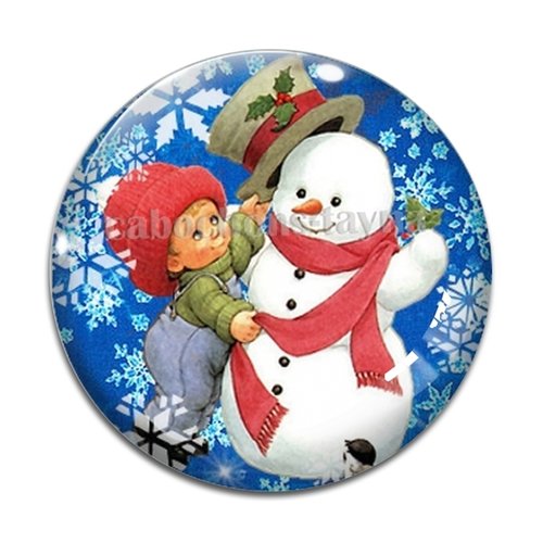 Cabochon bonhomme de neige, cabochon résine, verre rond différente taille