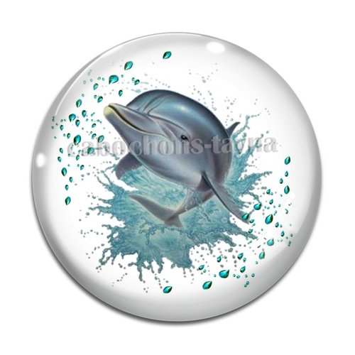 Cabochon dauphin, en résine ou en verre différente taille