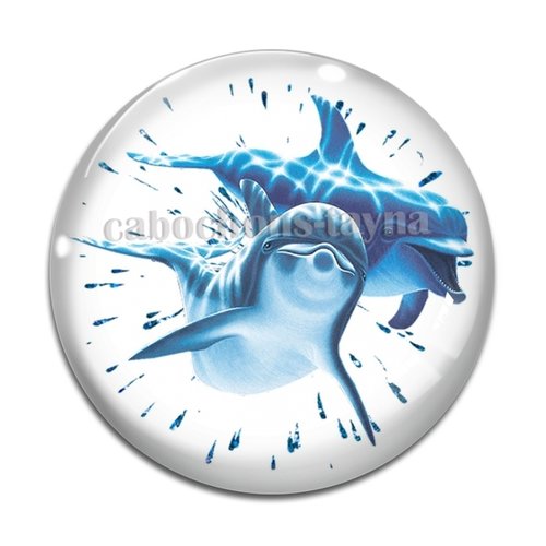 Cabochon dauphin, en résine ou en verre différente taille