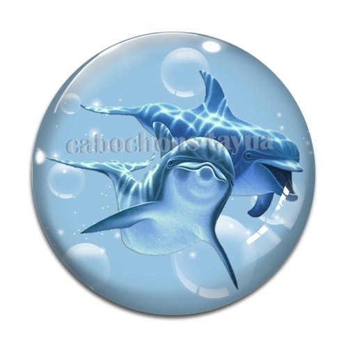 Cabochon dauphin, en résine ou en verre différente taille
