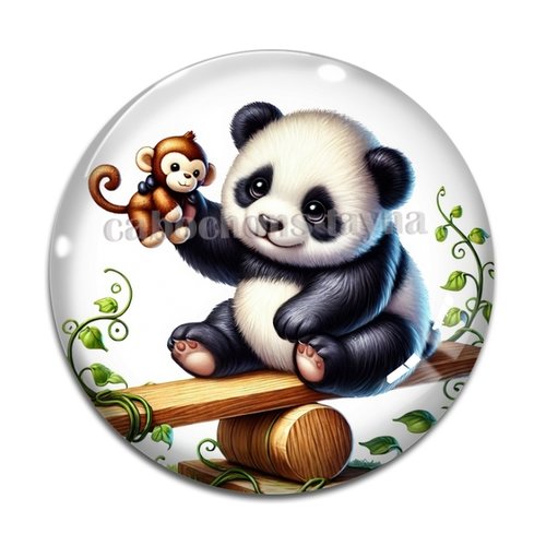 Cabochon panda, en résine ou en verre différente taille