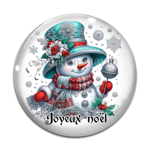 Cabochon joyeux noël bonhomme des neiges, résine ou en verre différente taille