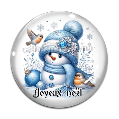 Cabochon joyeux noël bonhomme des neiges, résine ou en verre différente taille