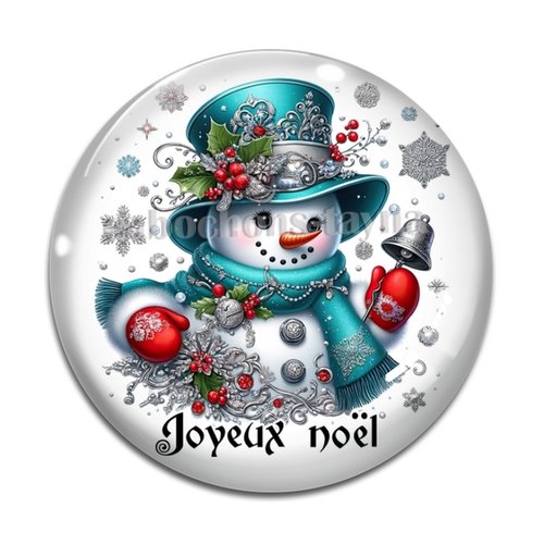 Cabochon joyeux noël bonhomme des neiges, résine ou en verre différente taille