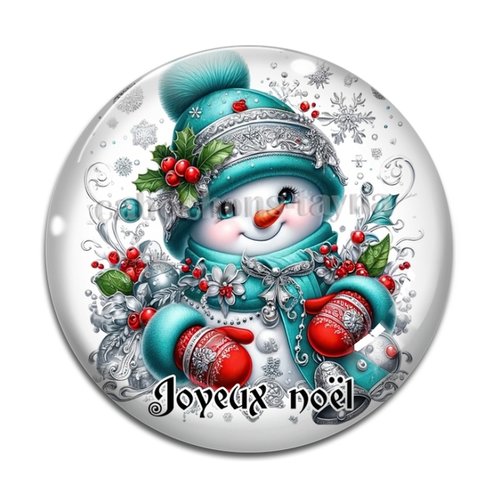 Cabochon joyeux noël bonhomme des neiges, résine ou en verre différente taille