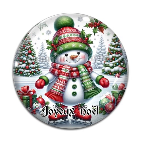 Cabochon joyeux noël bonhomme des neiges, résine ou en verre différente taille