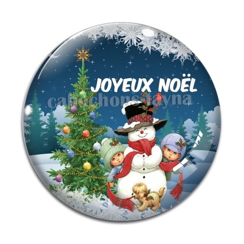 Cabochon joyeux noël bonhomme des neiges, résine ou en verre différente taille